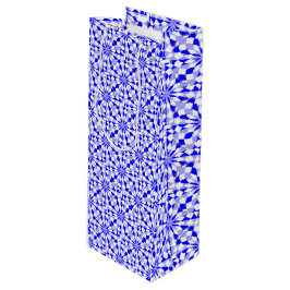 2トーン地中海のブルーの幾何学的パターン ワインギフトバッグ