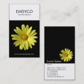 2トーン垂直 – 黄デイジー – 黒 名刺 (正面/裏面)