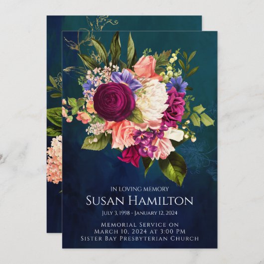 2トーン海軍フローラ葬儀記念発表 招待状 (正面/裏面)