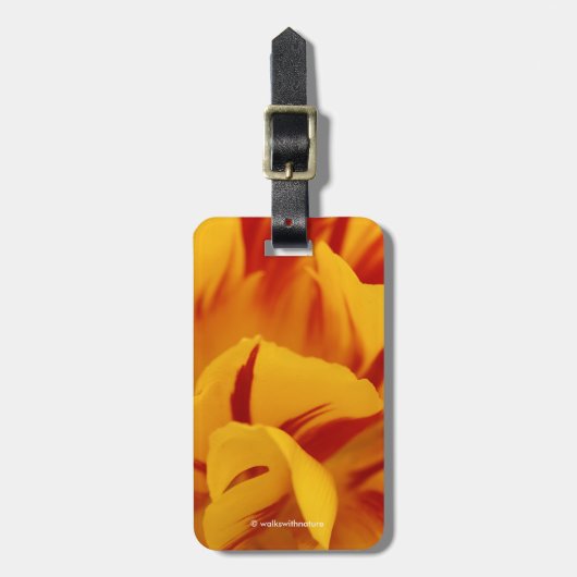 2トーン素晴らしレッドイエローモンセルラチューリップ ラゲッジタグ (正面縦)
