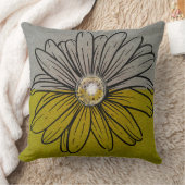 2トーン緑と灰色の花枕 クッション (ブランケット)