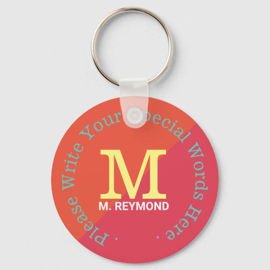 2トーン赤カスタム味の文字を持つモノグラム キーホルダー (正面)