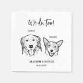 2ドッグペットスケッチ私たちも結婚する スタンダードカクテルナプキン (正面)