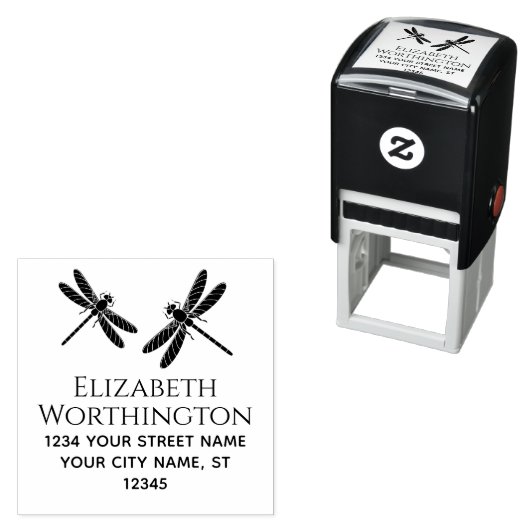 2ドラゴンエレガントハエ名差出人住所モノグラム セルフインキングスタンプ (インサイチュ)