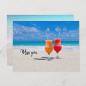 2ドリンクトロピカルビーチ恋しく思ユー ポストカード (正面/裏面)