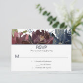 #2ネイビー素朴ブルゴーニュ金ゴールドウォーター色フローラトップ 出欠カード (スタンド正面)