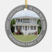 2ハウスフォトファーストクリスマスニューホームグレーと白 セラミックオーナメント (正面)