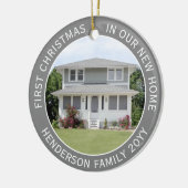2ハウスフォトファーストクリスマスニューホームグレーと白 セラミックオーナメント (左)