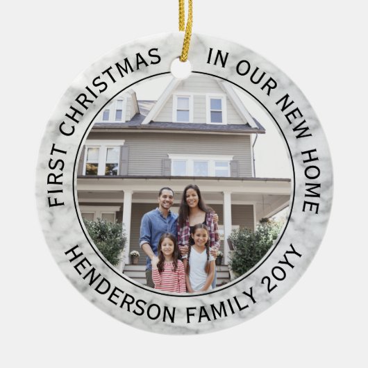 2ハウスフォトファーストクリスマスニューホームフェイク大理石 セラミックオーナメント (正面)