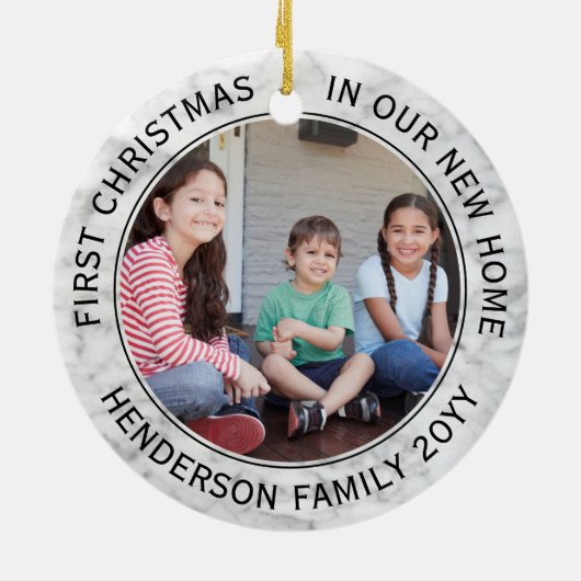 2ハウスフォトファーストクリスマスニューホームフェイク大理石 セラミックオーナメント (裏面)