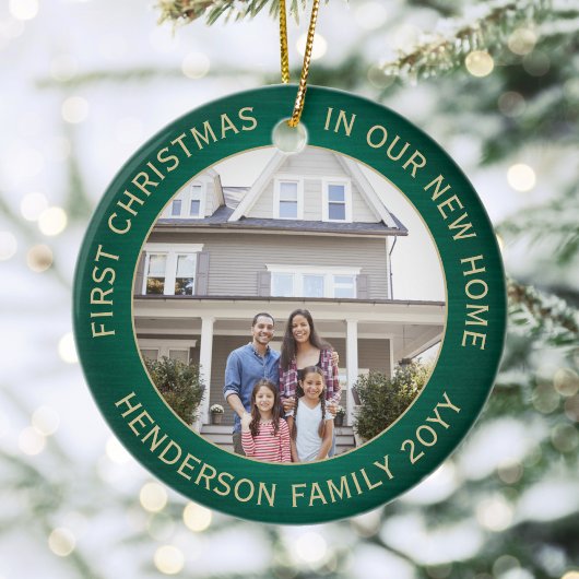2ハウスフォト1stクリスマスニューホームブラシグリーン セラミックオーナメント