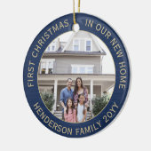 2ハウスフォト1stクリスマスニューホームブラシ付きネイビー金ゴールド セラミックオーナメント (左)
