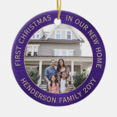 2ハウスフォト1stクリスマスニューホームブラシ付き紫 セラミックオーナメント (正面)