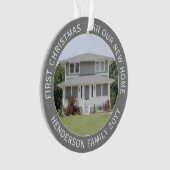 2ハウス写真ファーストクリスマスニューホームグレー&ホワイト オーナメント (正面)