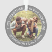 2ハウス写真ファーストクリスマスニューホームグレー&ホワイト オーナメント (裏面)