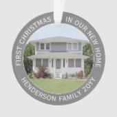 2ハウス写真ファーストクリスマスニューホームグレー&ホワイト オーナメント (正面)