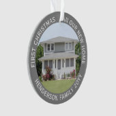 2ハウス写真ファーストクリスマスニューホームシンプルグレー オーナメント (正面)