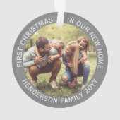 2ハウス写真ファーストクリスマスニューホームシンプルグレー オーナメント (裏面)