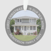 2ハウス写真ファーストクリスマスニューホームシンプルグレー オーナメント (正面)