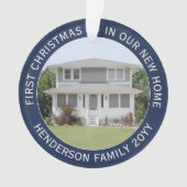 2ハウス写真ファーストクリスマスニューホームネイビー&ホワイト オーナメント (正面)