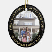 2ハウス写真ファーストクリスマスニューホームブラック&金ゴールド セラミックオーナメント (左)