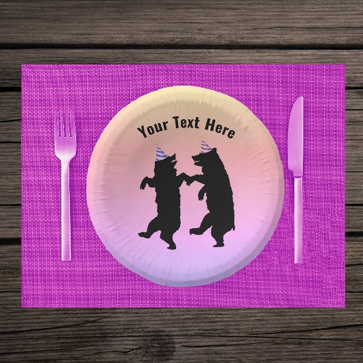 2ハッピー踊りブラックベアーズパーティーハットパステル ペーパーボウル