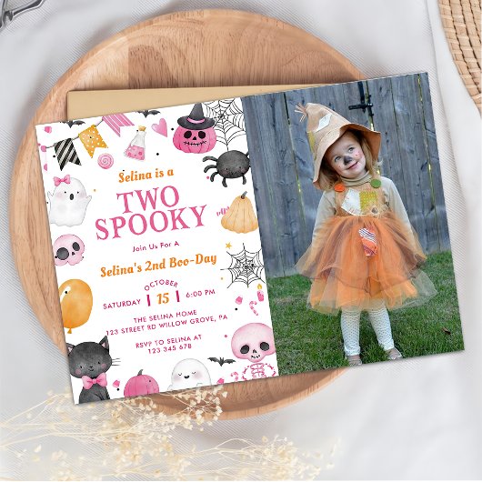 2ハロウィン不気味かわいい幽霊誕生日写真 招待状