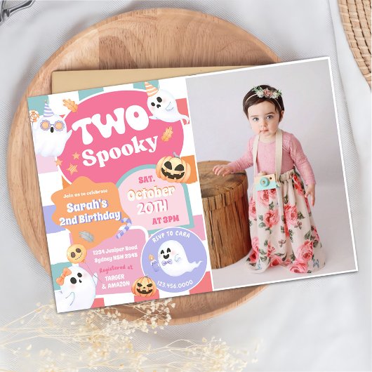 2ハロウィン不気味のGroovy 2nd誕生日パーティー 招待状