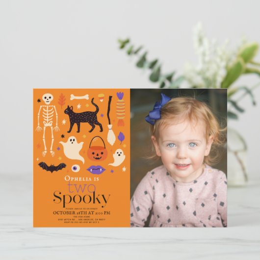 2ハロウィン不気味オレンジ2ndバースデーフォト 招待状 (スタンド正面)