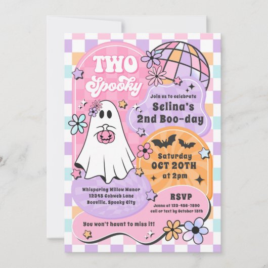 2ハロウィン不気味グルービー幽霊2nd誕生日 招待状 (正面)