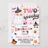 2ハロウィン不気味ピンクかわいい幽霊2nd誕生日 招待状 (正面)