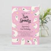 2ハロウィン不気味ピンク幽霊誕生日 招待状 (スタンド正面)