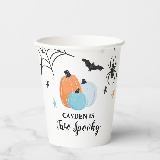 2ハロウィン不気味ブルーパンプキンス誕生日紙 紙コップ (正面)