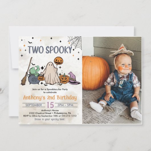 2ハロウィン不気味2回目の誕生日パーティー写真 招待状 (正面)