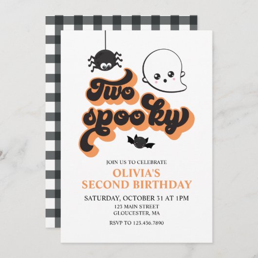 2ハロウィン不気味2回目の誕生日招待状 招待状 (正面/裏面)