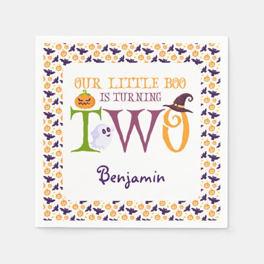 2ハロウィーン2回目の誕生日を迎える私たちの小さなブー スタンダードカクテルナプキン (正面)
