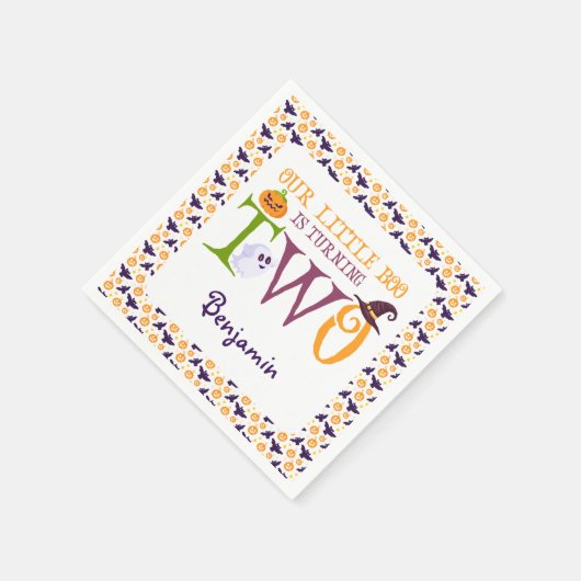 2ハロウィーン2回目の誕生日を迎える私たちの小さなブー スタンダードカクテルナプキン (角)