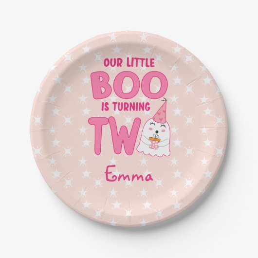 2ハロウィーン2回目の誕生日を迎える私たちの小さなブー ペーパープレート (正面)