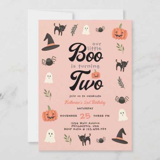 2ハロウィーン2回目の誕生日を迎える私たちの小さなブー 招待状 (正面)