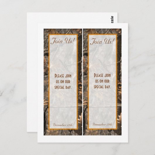 2ハンター迷彩柄シック結婚ブックマーク ポストカード (正面/裏面)