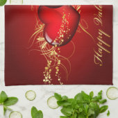 2ハートハッピーヴァレンティーンズデー キッチンタオル (折り畳み)