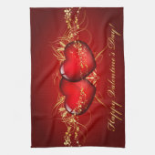 2ハートハッピーヴァレンティーンズデー キッチンタオル (縦)