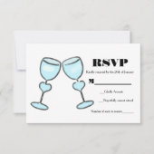 2ハートワイングラスブライダルシャワーウェディングRSVP 出欠カード (正面)