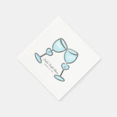 2ハートワイングラスブライダルシャワー婚約 スタンダードカクテルナプキン (角)