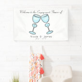 2ハートワイングラスブライダルシャワー婚約 横断幕 (インサイチュ)