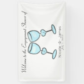 2ハートワイングラスブライダルシャワー婚約 横断幕 (縦)