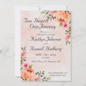 2ハートワンジャーニー |ピンク結婚式招待状 招待状 (正面)