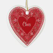 2ハートヴィンテージレース セラミックオーナメント (右)