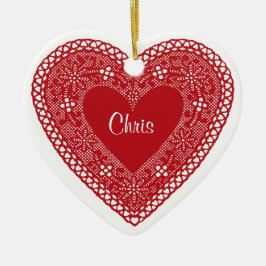 2ハートヴィンテージレース セラミックオーナメント