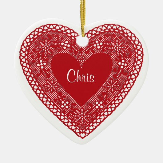 2ハートヴィンテージレース セラミックオーナメント (正面)